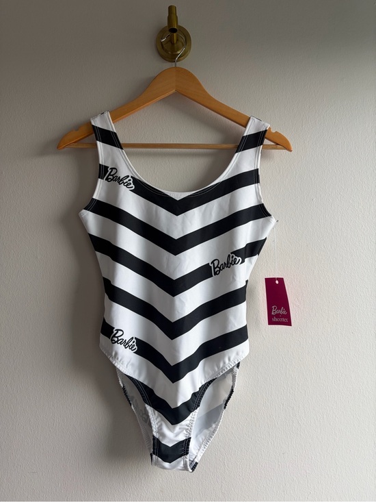 Barbie Other - Barbie Black & White Striped One-Piece Swimsuit